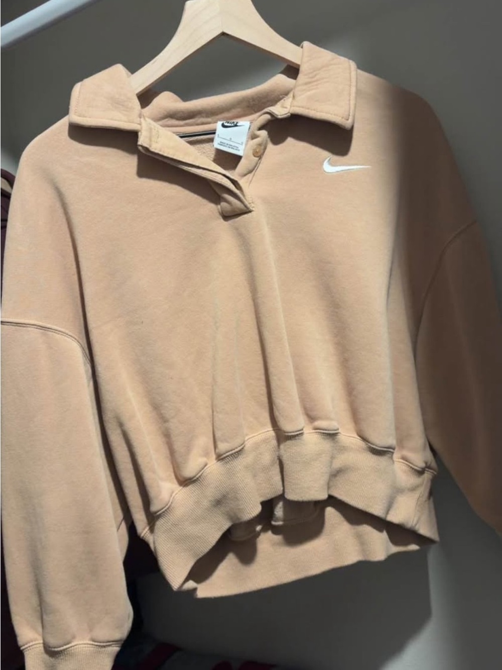 Nike Women’s Cropped Collared Sweatshirt - Tan